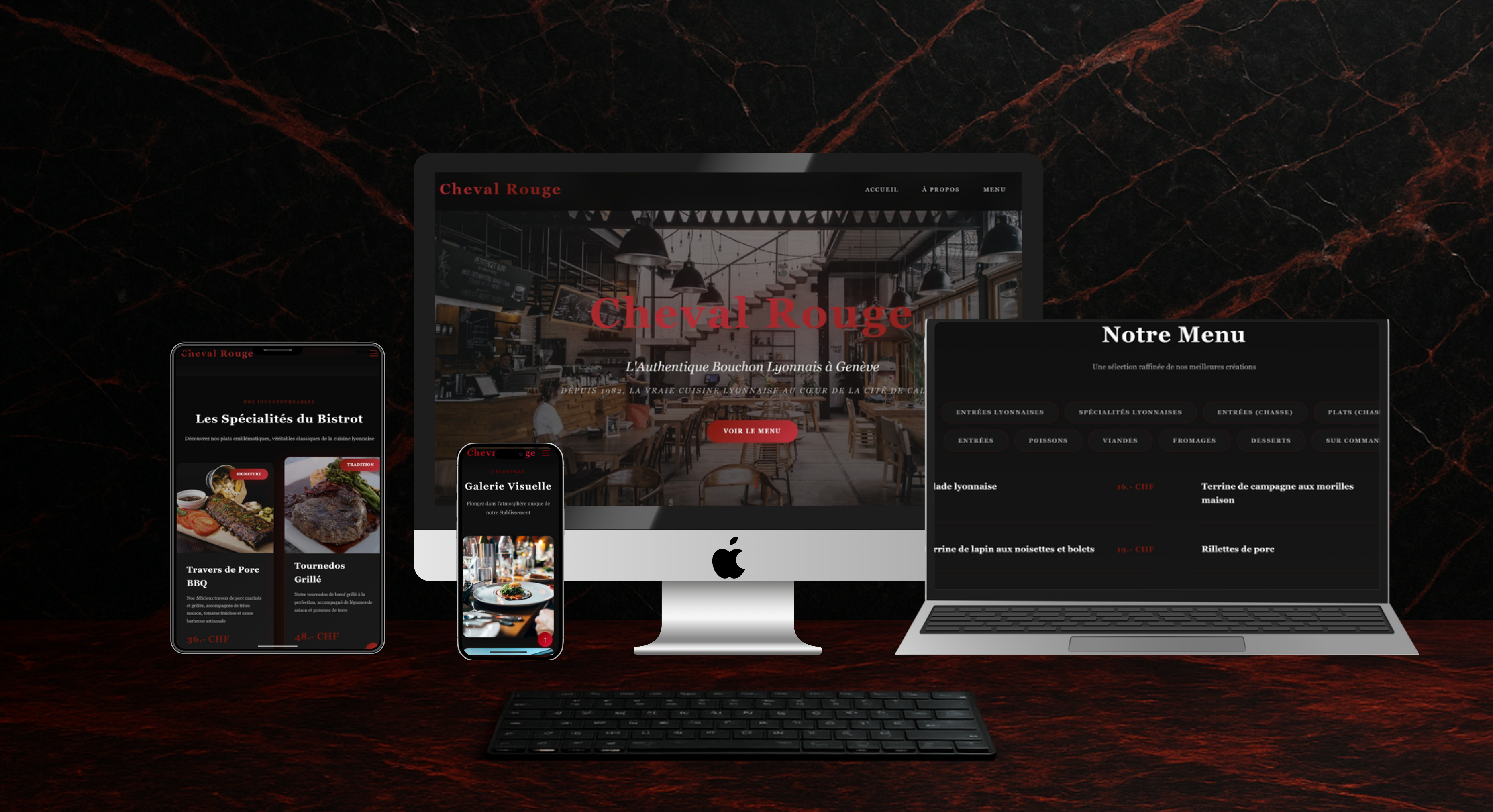 Site vitrine pour restaurant gastronomique créé par Prime Code en Suisse