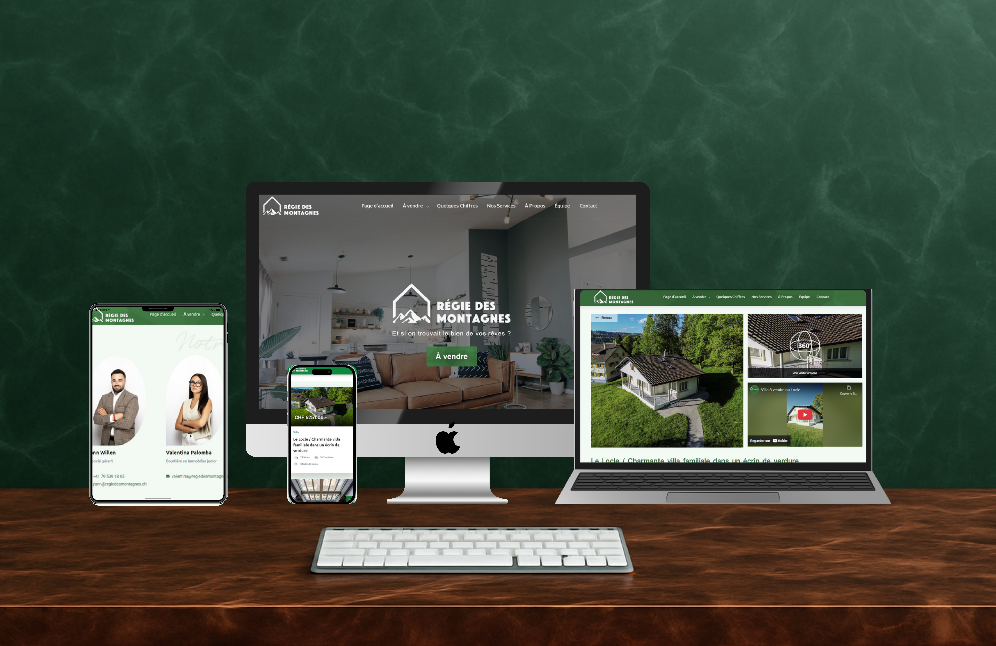 Site web immobilier créé par Prime Code pour Régie des Montagnes à Neuchâtel